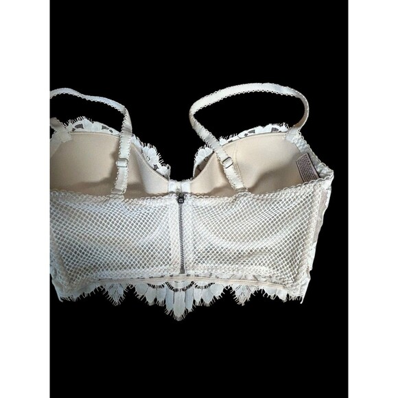 34DD BRIDAL Ivory Victorias Secret Dream Angels Floral Long Line Demi UW Bra - Picture 5 of 8